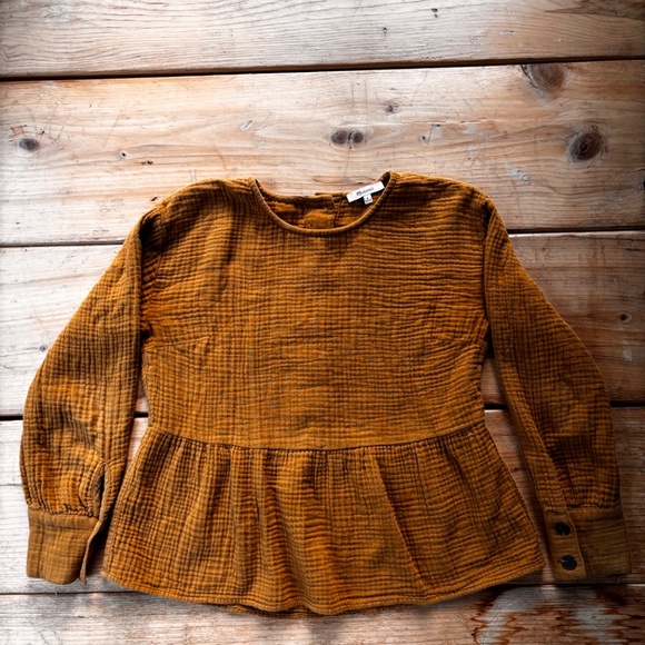 Madewell Light Spun Button Back Peplum Top - Picture 5 of 5